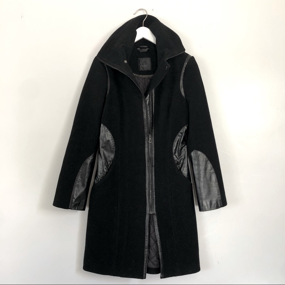 RUDSAK Wool w/Leather Trim Coat
